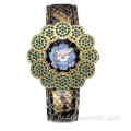 Винтажный стиль цветок женские кварцевые часы